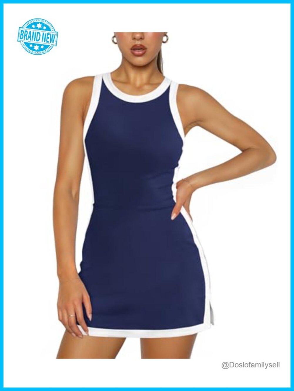 Womens Athletic Tennis Dress with Shorts Backless Mini Golf Dress